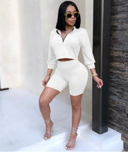 Load image into Gallery viewer, Women Two Piece Sets Crop Top Plus High Waist Shorts
