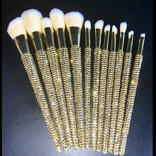 Load image into Gallery viewer, 12Pcs/set Diamond-studded Makeup Brushes Gems Makeup Beauty Tools Full Diamond Loose Powder Foundation Concealer Brush Bling
