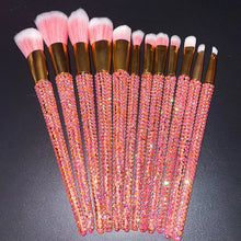 Load image into Gallery viewer, 12Pcs/set Diamond-studded Makeup Brushes Gems Makeup Beauty Tools Full Diamond Loose Powder Foundation Concealer Brush Bling
