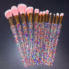 Load image into Gallery viewer, 12Pcs/set Diamond-studded Makeup Brushes Gems Makeup Beauty Tools Full Diamond Loose Powder Foundation Concealer Brush Bling
