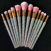 Load image into Gallery viewer, 12Pcs/set Diamond-studded Makeup Brushes Gems Makeup Beauty Tools Full Diamond Loose Powder Foundation Concealer Brush Bling
