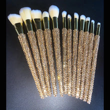 Load image into Gallery viewer, 12Pcs/set Diamond-studded Makeup Brushes Gems Makeup Beauty Tools Full Diamond Loose Powder Foundation Concealer Brush Bling
