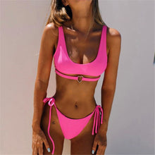 Load image into Gallery viewer, Bikini Swimsuit Solid Color New Swimwear Love Strap
