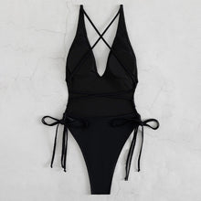 Load image into Gallery viewer, Solid Color Deep V Neck Bikini One Piece Sexy Swimsuit Ladies New High Waist Triangle Swimwear
