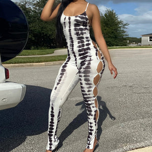 New Style Casual Women's Clothing Printed Hollow Sling Jumpsuit