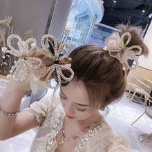 Load image into Gallery viewer, Elegant Large Bow Elastic Hair Bands Fabric Scrunchies Crystal Butterfly Girls Jewelry Rhinestone Headbands for Women Headpiece
