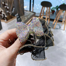 Load image into Gallery viewer, Elegant Large Bow Elastic Hair Bands Fabric Scrunchies Crystal Butterfly Girls Jewelry Rhinestone Headbands for Women Headpiece
