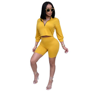 Women Two Piece Sets Crop Top Plus High Waist Shorts