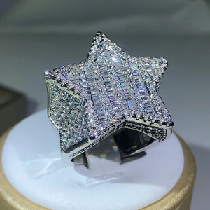 925 Silver Luxury Star Diamond Rings For Man/Women Solid White /Yellow Gold Rings Shine HipHop Jewelry Gifts