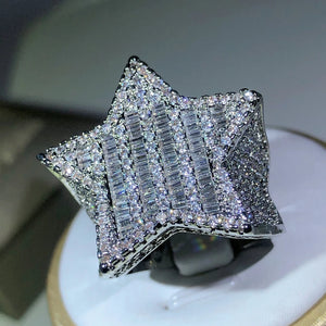 925 Silver Luxury Star Diamond Rings For Man/Women Solid White /Yellow Gold Rings Shine HipHop Jewelry Gifts