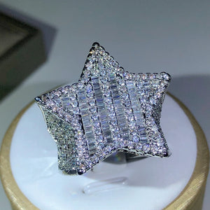 925 Silver Luxury Star Diamond Rings For Man/Women Solid White /Yellow Gold Rings Shine HipHop Jewelry Gifts