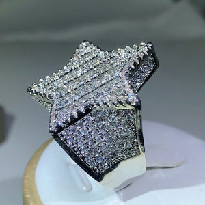 925 Silver Luxury Star Diamond Rings For Man/Women Solid White /Yellow Gold Rings Shine HipHop Jewelry Gifts