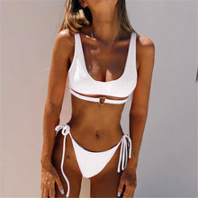 Load image into Gallery viewer, Bikini Swimsuit Solid Color New Swimwear Love Strap
