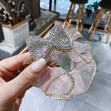 Load image into Gallery viewer, Elegant Large Bow Elastic Hair Bands Fabric Scrunchies Crystal Butterfly Girls Jewelry Rhinestone Headbands for Women Headpiece
