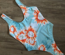 Load image into Gallery viewer, Women One Piece Swimwear Bathing Suit Sunflower Print Swimsuit Monokini Push Up Padded Bikini Bathing Beach Clothing
