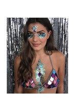 Load image into Gallery viewer, Summer Festival Style Metal Chain Mirror Crop Tops Glitter Mermaids Tops Beachwear Bralette Clubwear
