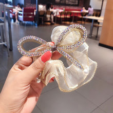 Load image into Gallery viewer, Elegant Large Bow Elastic Hair Bands Fabric Scrunchies Crystal Butterfly Girls Jewelry Rhinestone Headbands for Women Headpiece
