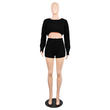 Load image into Gallery viewer, 2 Two Piece Set Women Clothes Outfits Long Sleeve Knit Sweater Tops+Bodycon Shorts Matching Sets
