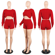 Load image into Gallery viewer, 2 Two Piece Set Women Clothes Outfits Long Sleeve Knit Sweater Tops+Bodycon Shorts Matching Sets
