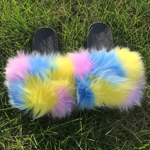 Load image into Gallery viewer, New Arrival Women Real Fur Slippers Luxury Quality Slides Ladies Plush Fluffy Candy Color Fur Flip Flops
