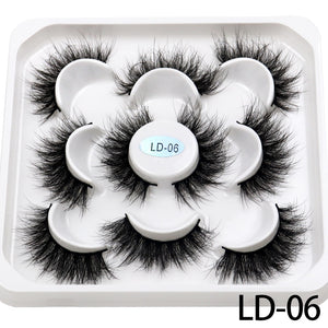 5 Pairs 25mm 3D Mink Lashes Bulk Volume Fluffy Natural False Eyelashes Thick Dramatic Mink Eyelashes