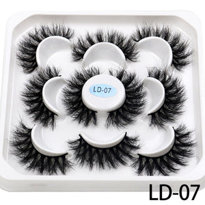 5 Pairs 25mm 3D Mink Lashes Bulk Volume Fluffy Natural False Eyelashes Thick Dramatic Mink Eyelashes