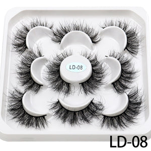 5 Pairs 25mm 3D Mink Lashes Bulk Volume Fluffy Natural False Eyelashes Thick Dramatic Mink Eyelashes