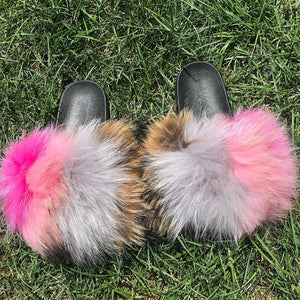 New Arrival Women Real Fur Slippers Luxury Quality Slides Ladies Plush Fluffy Candy Color Fur Flip Flops