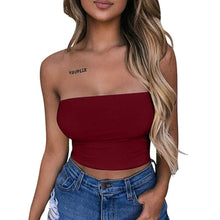 Load image into Gallery viewer, Women Strapless Crop Top Solid Color Elastic Bandeau Tube Tops Shirt Cami Tops
