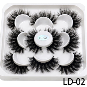 5 Pairs 25mm 3D Mink Lashes Bulk Volume Fluffy Natural False Eyelashes Thick Dramatic Mink Eyelashes