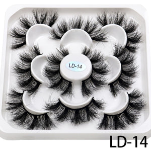 5 Pairs 25mm 3D Mink Lashes Bulk Volume Fluffy Natural False Eyelashes Thick Dramatic Mink Eyelashes