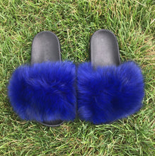 Load image into Gallery viewer, New Arrival Women Real Fur Slippers Luxury Quality Slides Ladies Plush Fluffy Candy Color Fur Flip Flops
