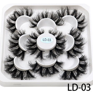 5 Pairs 25mm 3D Mink Lashes Bulk Volume Fluffy Natural False Eyelashes Thick Dramatic Mink Eyelashes