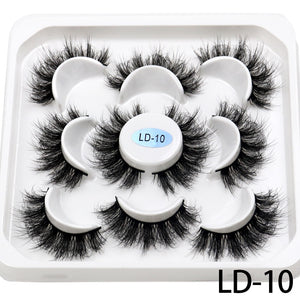 5 Pairs 25mm 3D Mink Lashes Bulk Volume Fluffy Natural False Eyelashes Thick Dramatic Mink Eyelashes