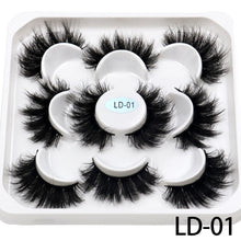 Load image into Gallery viewer, 5 Pairs 25mm 3D Mink Lashes Bulk Volume Fluffy Natural False Eyelashes Thick Dramatic Mink Eyelashes
