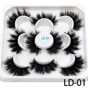 5 Pairs 25mm 3D Mink Lashes Bulk Volume Fluffy Natural False Eyelashes Thick Dramatic Mink Eyelashes