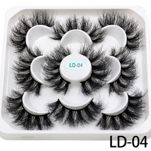 5 Pairs 25mm 3D Mink Lashes Bulk Volume Fluffy Natural False Eyelashes Thick Dramatic Mink Eyelashes