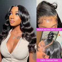 Load image into Gallery viewer, HD Transparent 13X6 Body Wave Lace Front Wig 180% Brazilian Wigs For Women Glueless Pre Plucked 13x4 Human Hair Lace Frontal Wig
