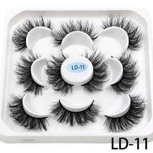 5 Pairs 25mm 3D Mink Lashes Bulk Volume Fluffy Natural False Eyelashes Thick Dramatic Mink Eyelashes