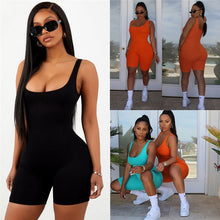 Load image into Gallery viewer, Women Sleeveless Romper Jumpsuit Bodycon Bodysuit Slim Fit Sports Short Pants Clubwear Backless Biker Shorts Playsuit
