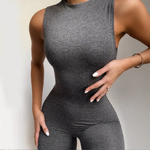 Load image into Gallery viewer, sleeveless bodycon jumpsuit summer women fashion stretchy outfits solid body romper
