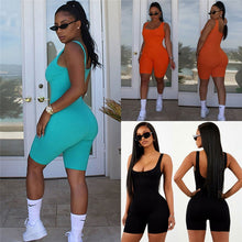 Load image into Gallery viewer, Women Sleeveless Romper Jumpsuit Bodycon Bodysuit Slim Fit Sports Short Pants Clubwear Backless Biker Shorts Playsuit
