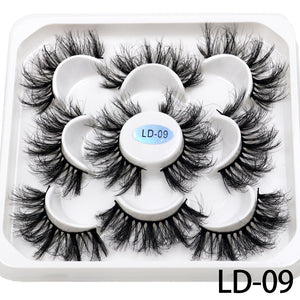 5 Pairs 25mm 3D Mink Lashes Bulk Volume Fluffy Natural False Eyelashes Thick Dramatic Mink Eyelashes