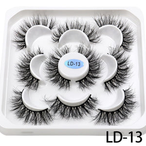 5 Pairs 25mm 3D Mink Lashes Bulk Volume Fluffy Natural False Eyelashes Thick Dramatic Mink Eyelashes