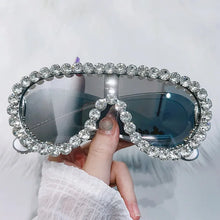 Load image into Gallery viewer, Luxury Oversized Mirror Coating Women Goggle Sunglasses Uv400 Large Frame Rhinestone Sunglasses Personality Hip Hop Sunglasses
