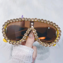 Load image into Gallery viewer, Luxury Oversized Mirror Coating Women Goggle Sunglasses Uv400 Large Frame Rhinestone Sunglasses Personality Hip Hop Sunglasses
