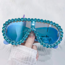 Load image into Gallery viewer, Luxury Oversized Mirror Coating Women Goggle Sunglasses Uv400 Large Frame Rhinestone Sunglasses Personality Hip Hop Sunglasses
