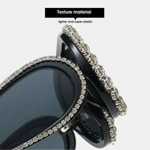 Luxury Oversized Mirror Coating Women Goggle Sunglasses Uv400 Large Frame Rhinestone Sunglasses Personality Hip Hop Sunglasses