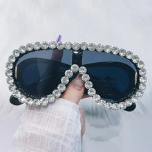 Load image into Gallery viewer, Luxury Oversized Mirror Coating Women Goggle Sunglasses Uv400 Large Frame Rhinestone Sunglasses Personality Hip Hop Sunglasses
