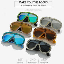 Load image into Gallery viewer, Luxury Oversized Mirror Coating Women Goggle Sunglasses Uv400 Large Frame Rhinestone Sunglasses Personality Hip Hop Sunglasses
